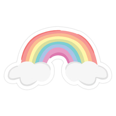 Rainbow Sticker - Bloomwolf Studio Pastel Colors, Rainbow With Clouds Sticker