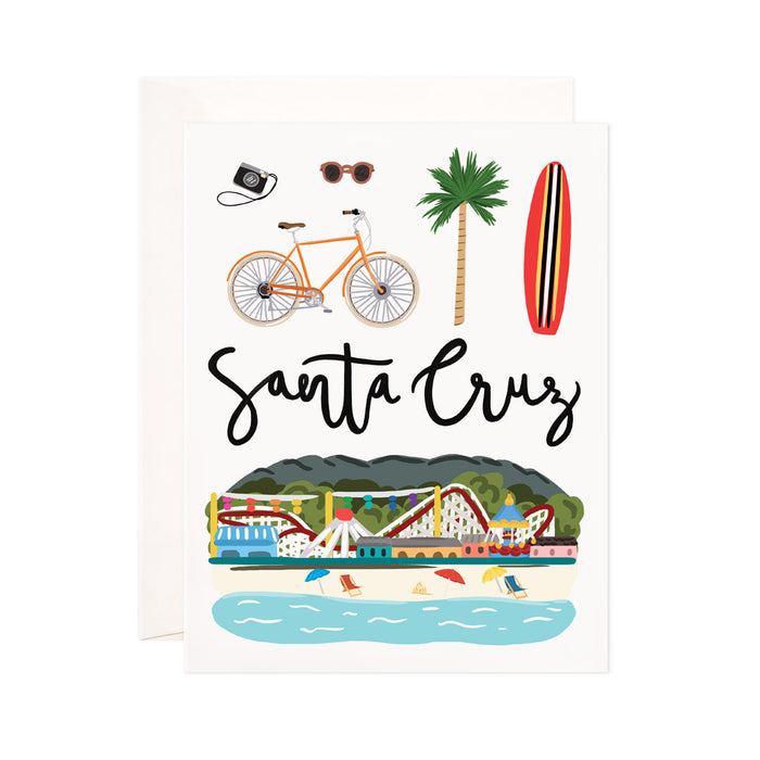 Santa Cruz - Bloomwolf Studio Card  About Things to Do in Santa Cruz, Map, Bright Colors, State Landmarks + Historical Places + Notable Places