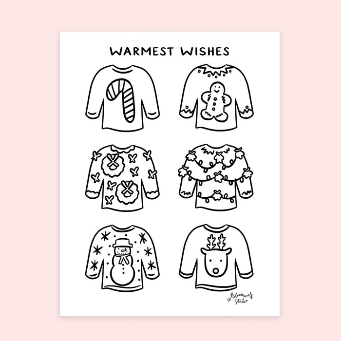 Christmas Sweaters Coloring Sheet