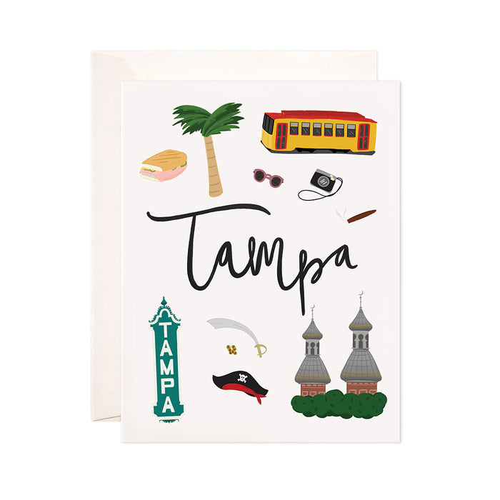 Tampa - Bloomwolf Studio Card About Tampa, Things to Do, Bright Colors, State Landmarks + Historical Places + Notable Places, Florida