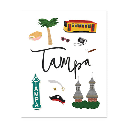 City Art Prints - Tampa - Bloomwolf Studio Print About Tampa, Things to Do, Bright Colors, State Landmarks + Historical Places + Notable Places, Florida