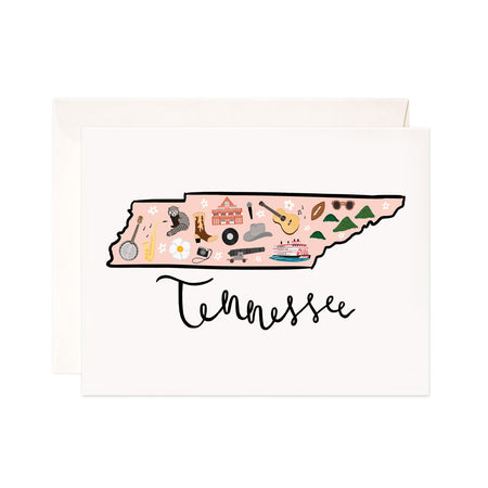 Tennessee - Bloomwolf Studio Card About Tennessee Map, Bright Colors, State Landmarks + Historical Places + Notable Places. Things to Do