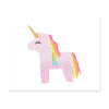Magical Unicorn - Bloomwolf Studio Pink Unicorn Print With Gold Horn, Rainbow Hair