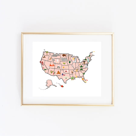 U.S Map Art Print - Bloomwolf Studio