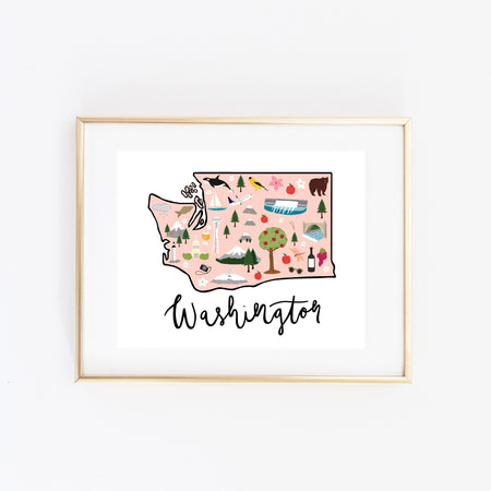 State Art Prints - Washington State - Bloomwolf Studio