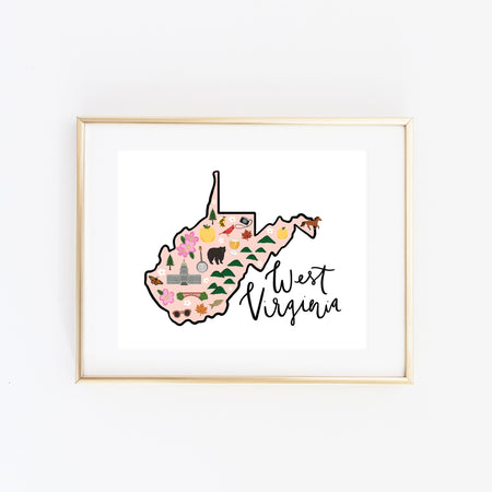 State Art Prints - West Virginia - Bloomwolf Studio